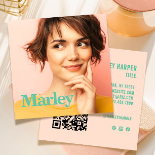 Modern Minimalist Simple Professional Photo Cute Square Business Card