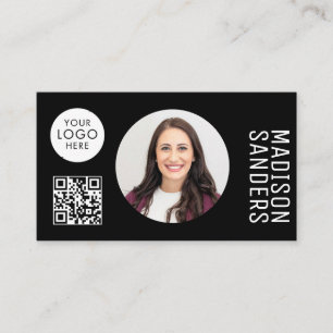 Modern Minimalist Simple Professional Photo QR Business Card