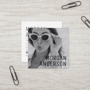 Modern Minimalist Simple Professional Photo Square Business Card