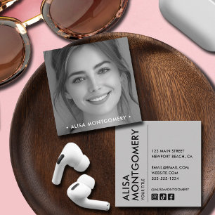 Modern Minimalist Simple Professional Photo Square Business Card