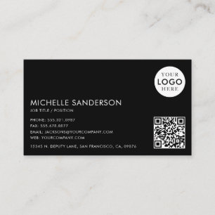 Modern Minimalist Simple Professional QR Code Logo Business Card