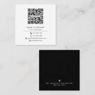 Modern Minimalist Simple QR code personal  Square Business Card