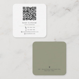 Modern Minimalist Simple QR code personal Square Business Card