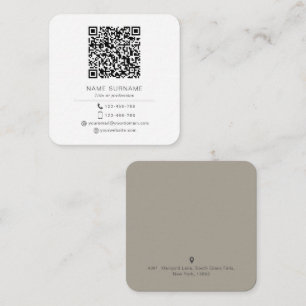 Modern Minimalist Simple QR code personal Square Business Card