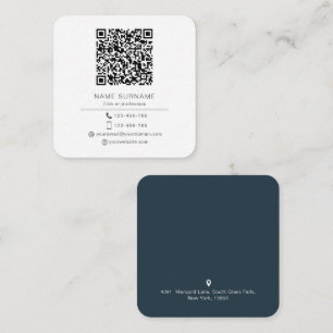 Modern Minimalist Simple QR code personal Square Business Card