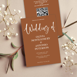 Modern Minimalist Simple QR Code Terracotta Invitation