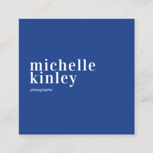 Modern minimalist simple QR personal royal blue Square Business Card
