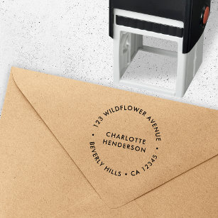 Modern Minimalist   Simple Round Return Address Self-inking Stamp