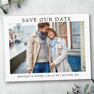 Modern Minimalist Simple Save Our Date Photo Postcard