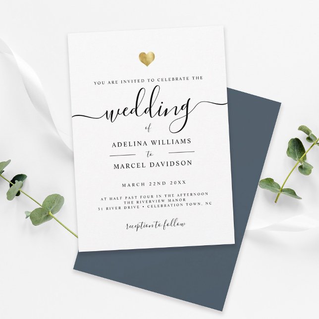 Modern Minimalist Simple Script Calligraphy Gold I Invitation (Creator Uploaded)