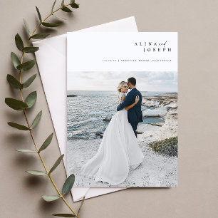 Modern Minimalist Simple Script Wedding Photo Thank You Card