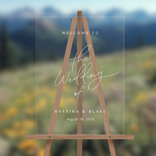 Modern Minimalist Simple Script Wedding Welcome Acrylic Sign