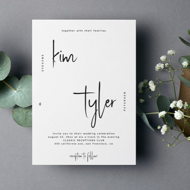Modern minimalist simple signature script wedding invitation (Creator Uploaded)