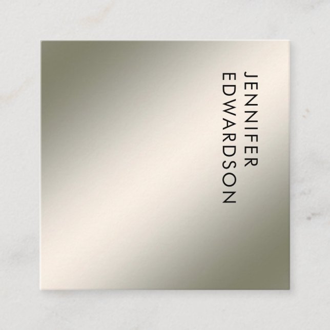 Modern minimalist simple silver white professional square business card (Front)