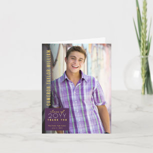 Modern Minimalist Simple Square Photo Graduation Thank You Card