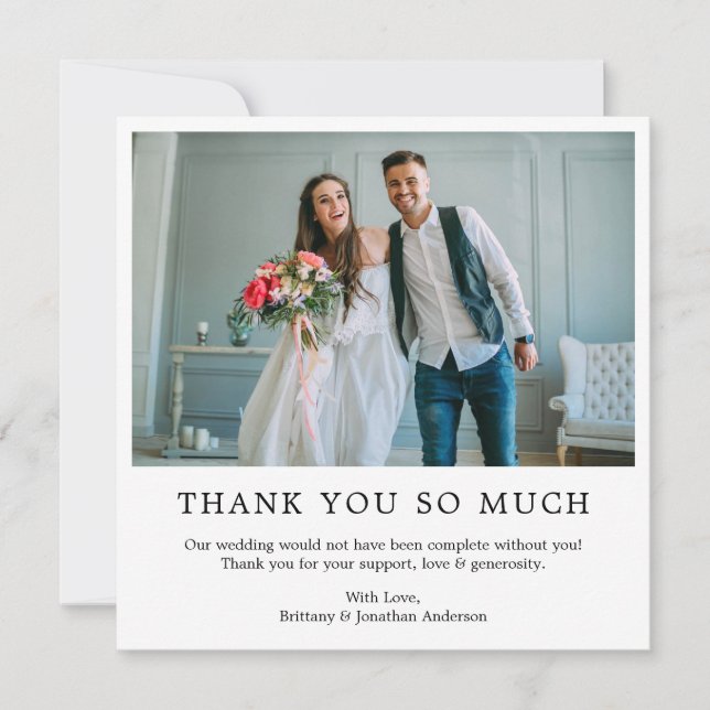 Modern Minimalist Simple Square So Much Thank You Card (Front)