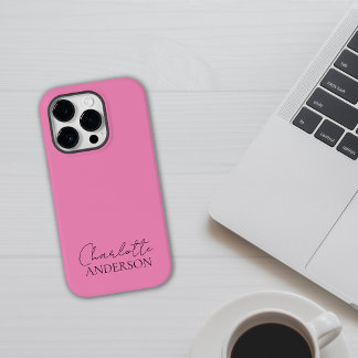 Modern Minimalist Simple Stylish Name Pink iPhone 14 Pro Case