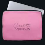 Modern Minimalist Simple Stylish Name Pink Laptop Sleeve<br><div class="desc">Modern minimalist and stylish design with a modern solid colour style in a beautiful pink. Your name in simple modern typography. You can easily personalise for yourself or as a special gift for a loved one.</div>