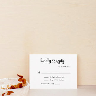 Modern Minimalist Simple Sweetheart Wedding RSVP Card
