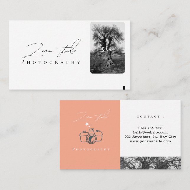 modern minimalist simple template photography  business card (Front/Back)