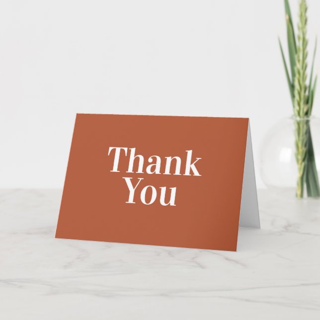 Modern Minimalist Simple Terracotta Wedding Thank You Card (Front)