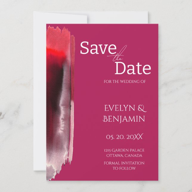 Modern, Minimalist, Simple, Viva Magenta  Save The Date (Front)