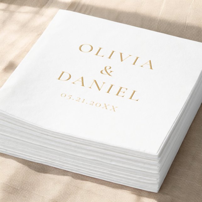 Modern Minimalist Simple Wedding  Foil Napkins (Creator Uploaded)