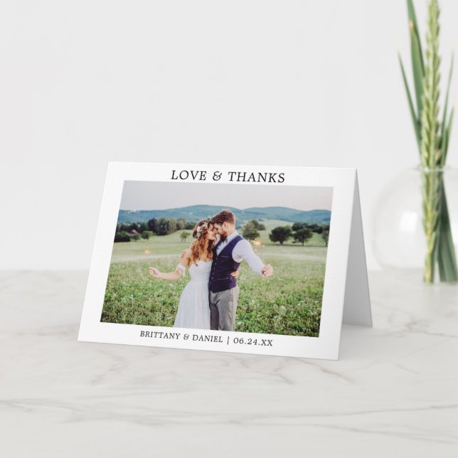 Modern Minimalist Simple Wedding Love Thanks Fold Thank You Card (Front)