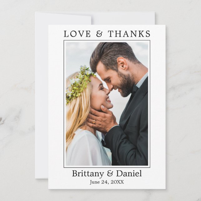 Modern Minimalist Simple Wedding Love Thanks Thank You Card (Front)