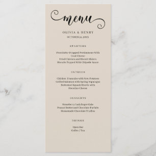 Modern Minimalist Simple Wedding Menu