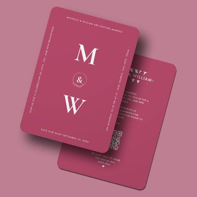 Modern Minimalist Simple Wedding Monogram Pink Save The Date (Modern Minimalist Simple Wedding Monogram Pink Save The Date
)