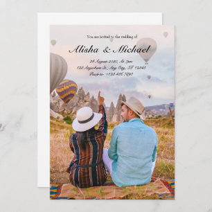 Modern minimalist simple wedding photo adventure invitation
