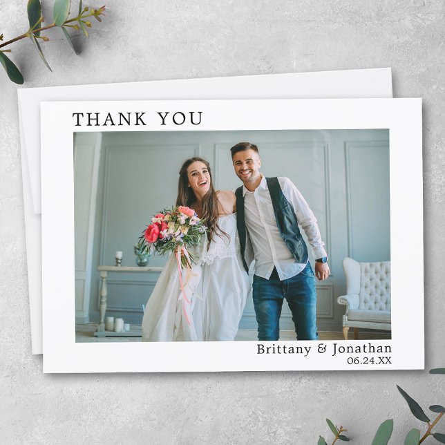 Modern Minimalist Simple Wedding Photo Thank You Card (Customize to change your personalized text size or text style.)