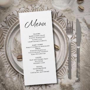Modern Minimalist Simple Wedding Reception Dinner  Menu