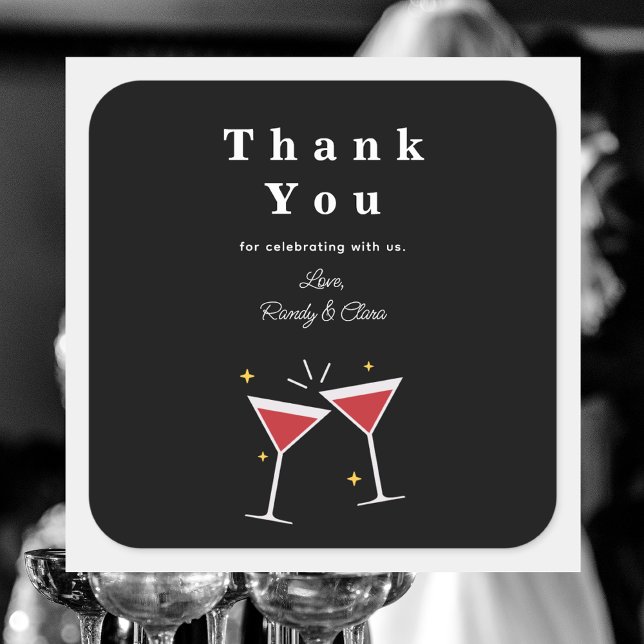 Modern Minimalist Simple Wedding Thank You Thanks Square Sticker (Creator Uploaded)