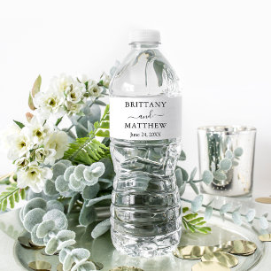 Modern Minimalist Simple Wedding Water Bottle Label