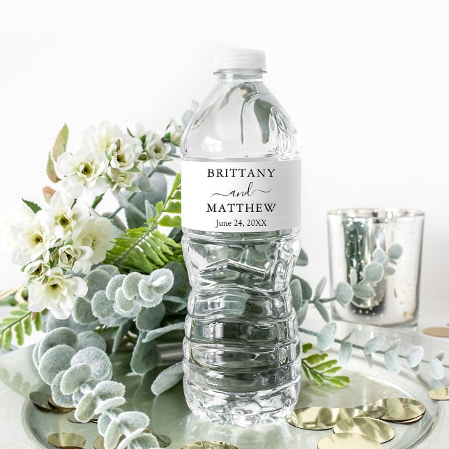 Modern Minimalist Simple Wedding Water Bottle Label (Customize to change text size, style or color.)
