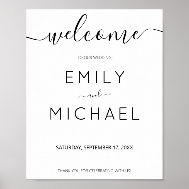 Modern Minimalist Simple Wedding Welcome Poster (Front)