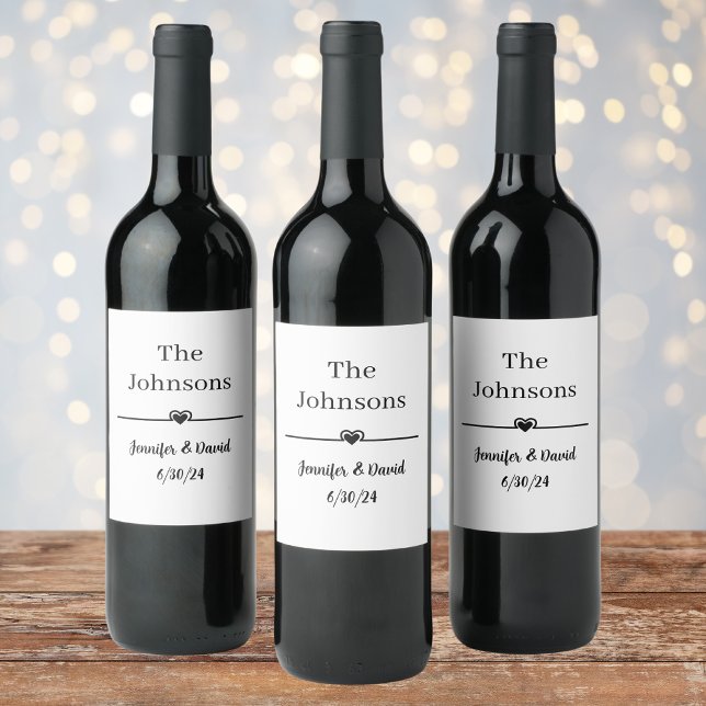 Modern Minimalist Simple Wedding Wine Label (Creator Uploaded)