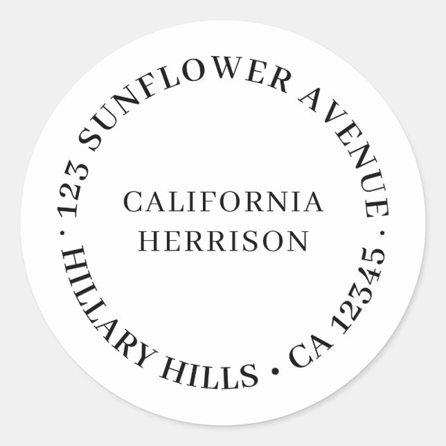 Modern Minimalist Simple White Design Classic Round Sticker (Front)