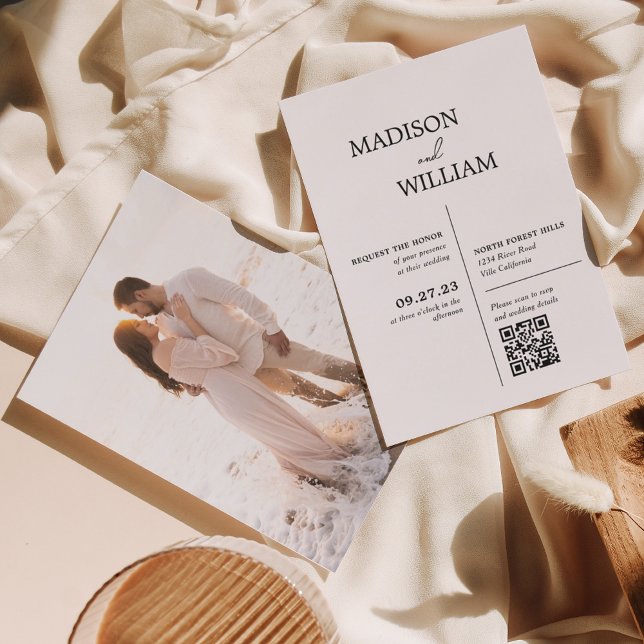 Modern Minimalist Simple White Wedding Invitation (Creator Uploaded)