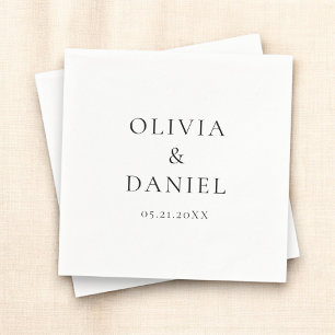 Modern Minimalist Simple White Wedding  Napkin