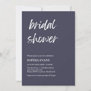 Modern Minimalist Slate Grey Bridal Shower Invitation