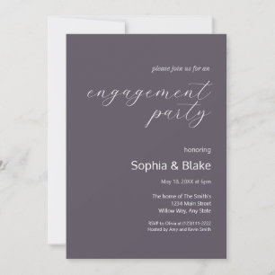 Modern Minimalist Slate Grey Engagement Party Invitation