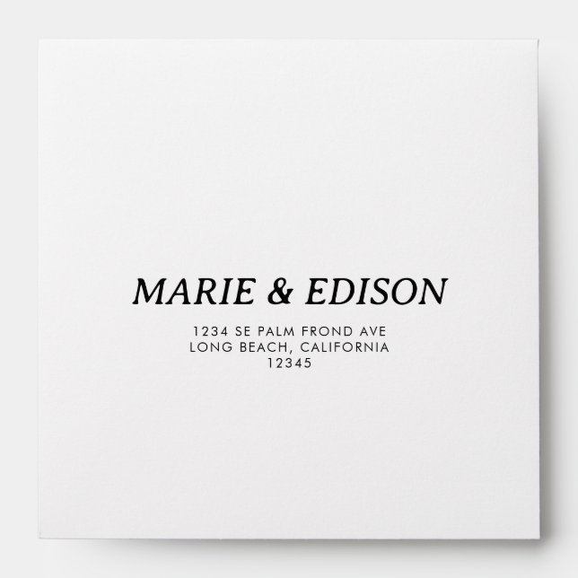 Modern Minimalist Sleek Simple Wedding RSVP Return Envelope (Front)