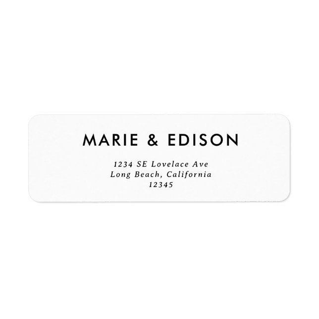 Modern Minimalist Sleek Wedding Return Address (Front)