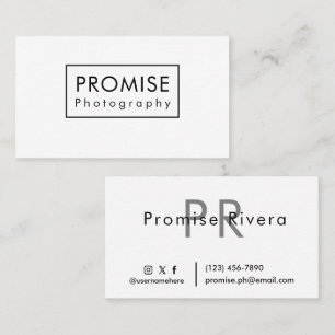 Modern Minimalist Sleek White Black Typography Business Card