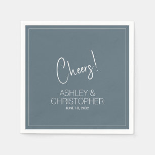 Modern Minimalist Smoke Blue Wedding Napkin