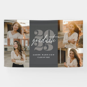 Modern Minimalist Soaring Grad   Charcoal Black Banner