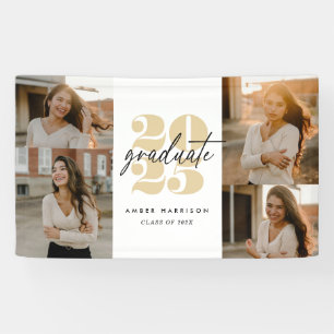 Modern Minimalist Soaring Grad Gold + White Banner